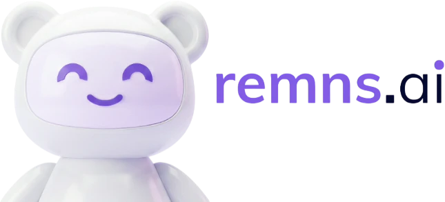 The remns.ai bear mascot and logo